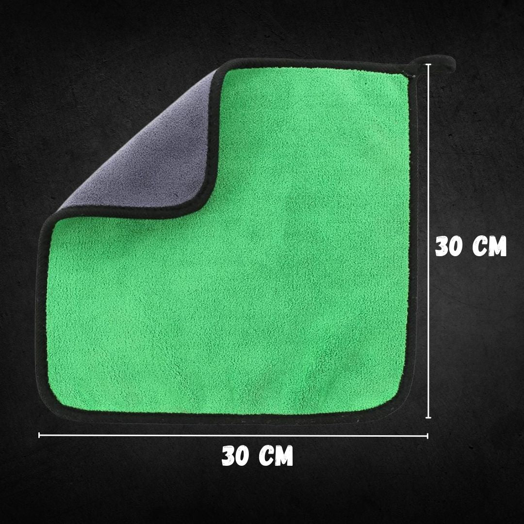 toalha de microfibra verde para lavagem e limpeza automóvel com duas hidrofóbica dimensões tamanho